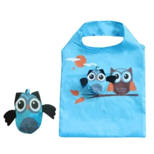 Sac cabas hiboux bleus, compagnon pliable du quotidien