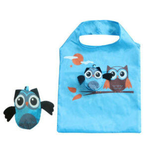 Sac pliable hiboux sur branche, cabas réutilisable bleu