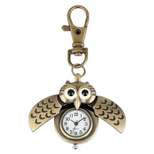 Montre de poche hibou bronze aux ailes ouvertes, cadran quartz