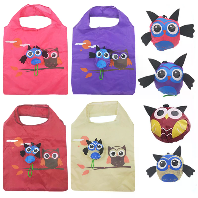 Sac cabas hibou crème, motif duo nature