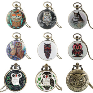 Montre de poche hibou gravée, collection nocturne