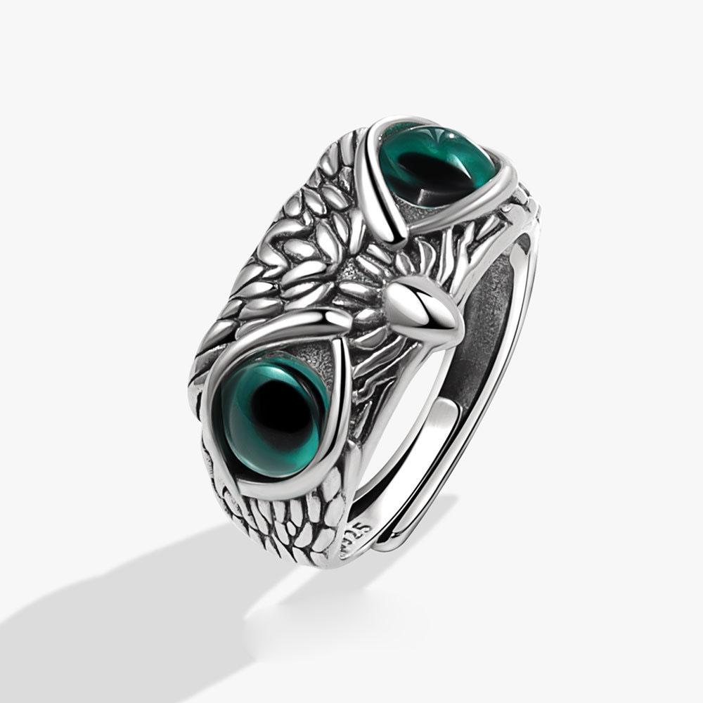 Bague hibou géométrique en argent 925