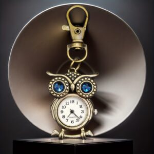Montre hibou dorée aux yeux bleus