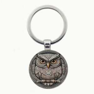 Porte-clés hibou en alliage à plumes détaillées