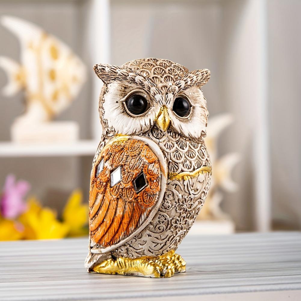 Statuette hibou aux ailes cuivrées et dorées