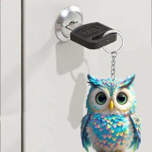 Porte-clés hibou multicolore en relief