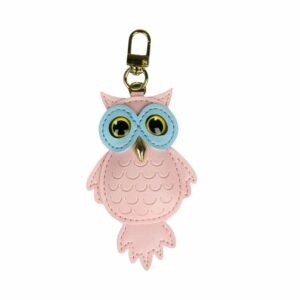 Porte-clés hibou rose poudré, petit regard protecteur