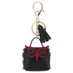 Pochette hibou noire et rouge, mini rangement de sac