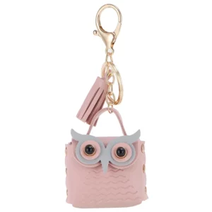 Pochette hibou rose en cuir synthétique, mini sac à trésors