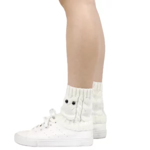 Jambières hibou en maille blanche, petits yeux protecteurs