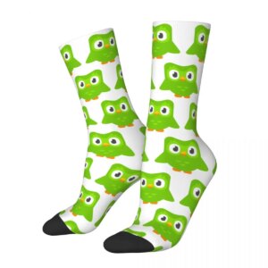 Chaussettes hiboux verts, motif joyeux pour les journées colorées