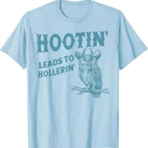 T-shirt hibou bleu ciel, motif Hootin sur branche