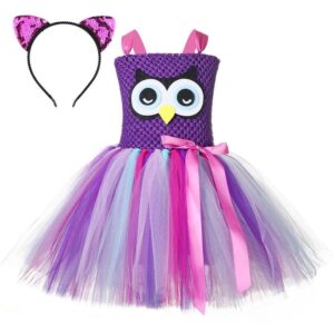 Robe hibou violette, tutu coloré pour les petits moments de fête