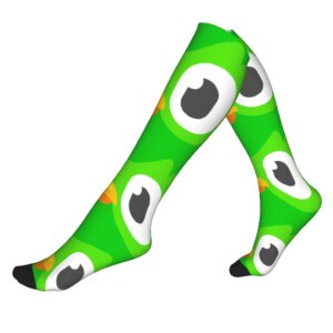 Chaussettes hiboux verts aux grands yeux, imprimé plein d’humour